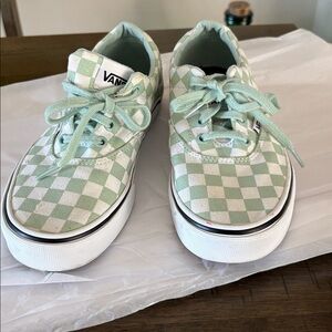 Vans Authentic Green Sparkling checks Low Top Shoes Women Size 7